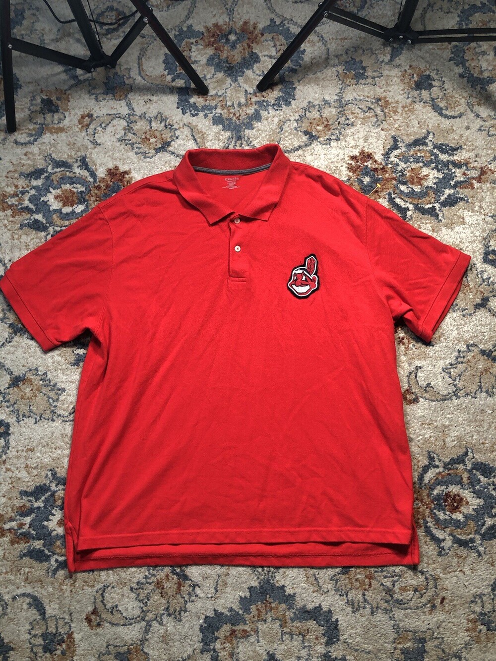 Vintage St Johns Bay Polo Shirt Mens 2XL Cleveland Indians Chief Wahoo
